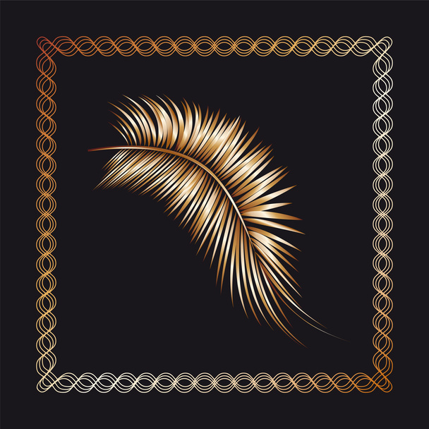 Palm tree branch in the frame. - Vector, imagen