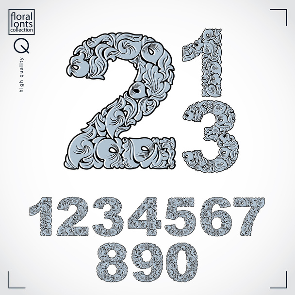  numeration made in floral style. - Vector, imagen