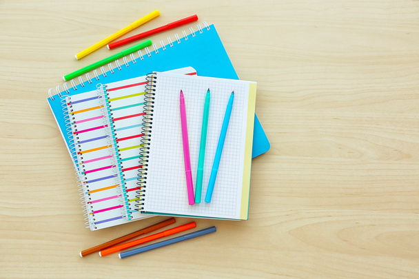 School notebooks and supplies, closeup - Foto, Bild