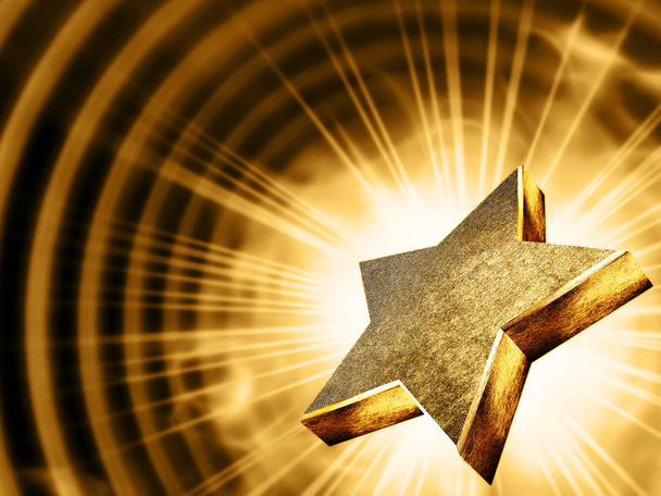 Estrela de ouro nos raios
 - Foto, Imagem