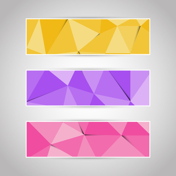 Colorful abstract triangular polygonal banners set - Vector, Image