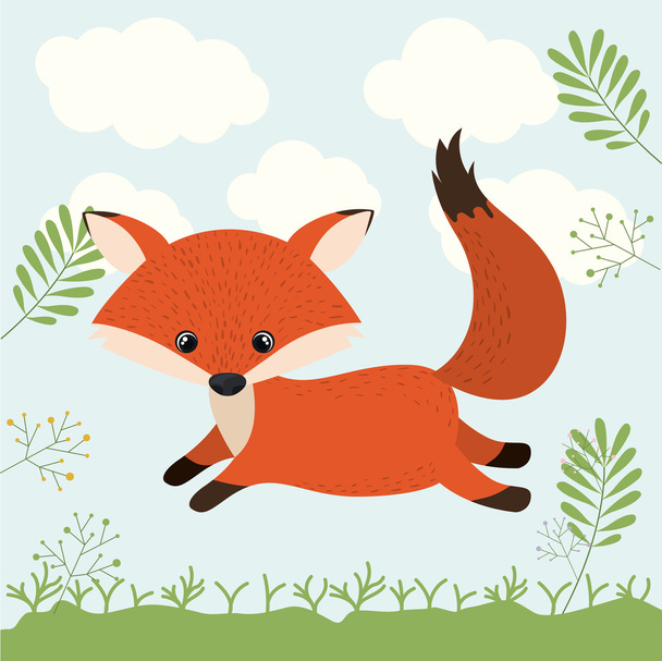 fox cute woodland icon - Vektori, kuva