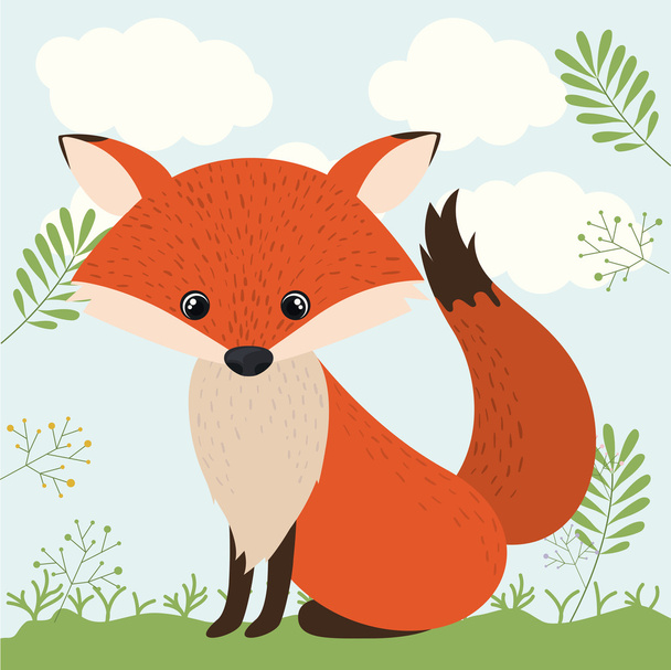 fox cute woodland icon - Vector, imagen