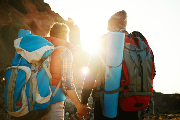 young hikers with backpacks - Photo, Image