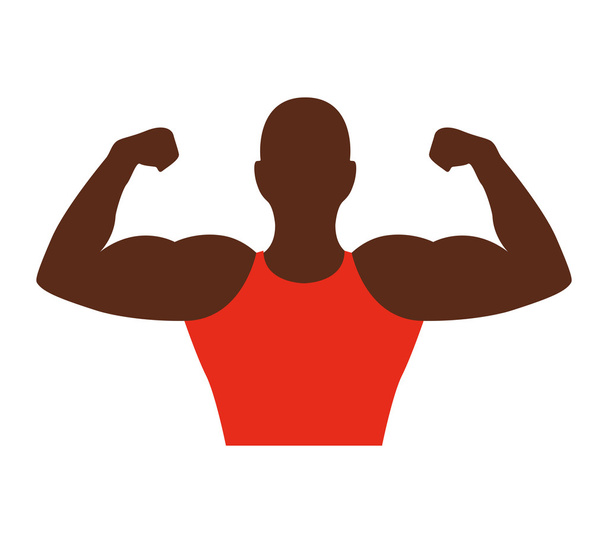 ισχυρό άνδρα αφρικανική bodybuilder εικονίδιο - Διάνυσμα, εικόνα
