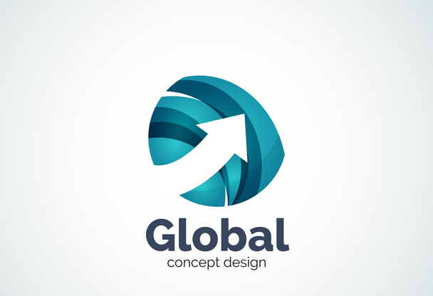 Globe with arrow logo template - Vector, Image