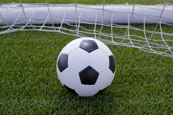 soccer ball in net - Foto, Bild