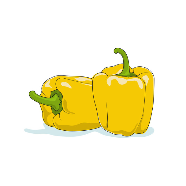 Gele paprika geïsoleerd op wit - Vector, afbeelding