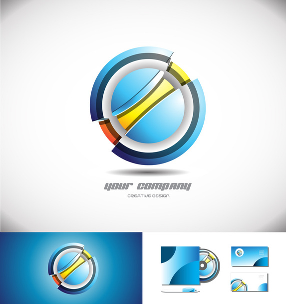 Абстрактный кружок с трехмерным дизайном логотипа
   - Вектор,изображение