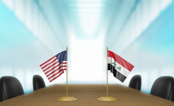 United States and Iraq relations and trade deal talks, 3D rendering - Photo, Image