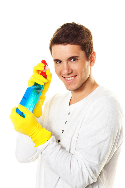 Man with detergent - Foto, afbeelding