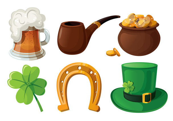 Set of St. Patrick's Day icons. Isolated on white background. - Vector, Image