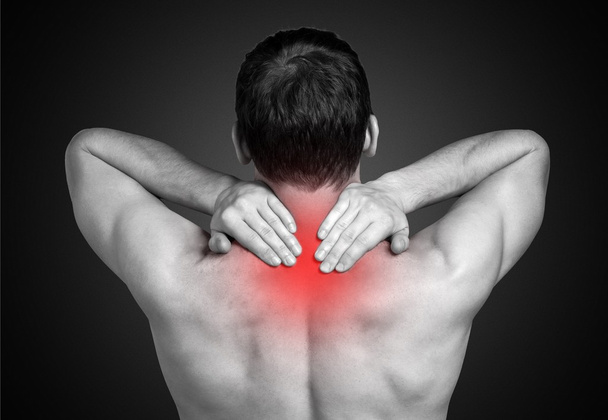 Uomo forte con dolore al collo
 - Foto, immagini