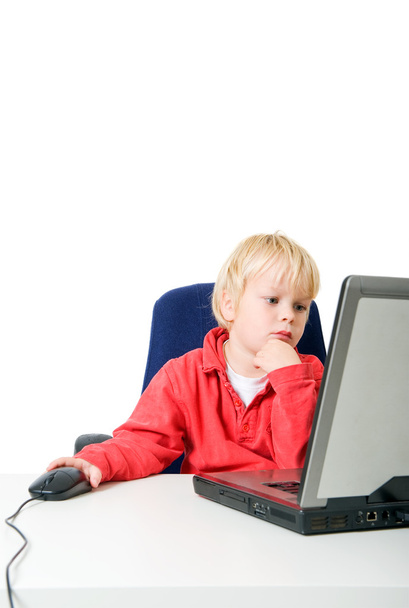 Boy behind laptop - Foto, Imagem
