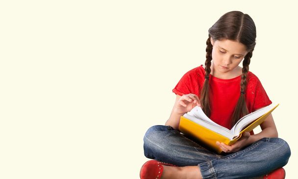 diák kislány, könyv - Fotó, kép
