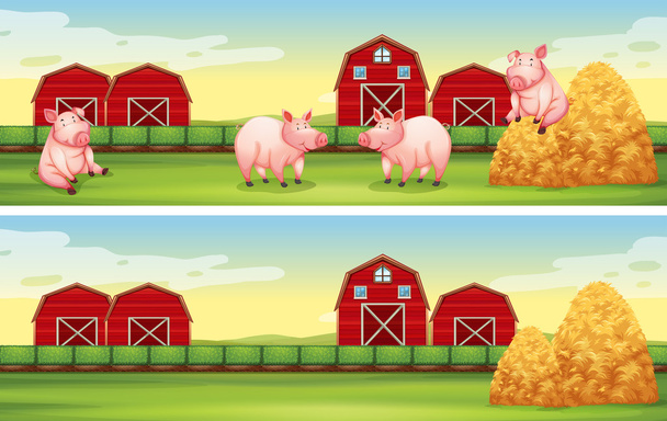 Сцени зі свинями на фермі
 - Вектор, зображення