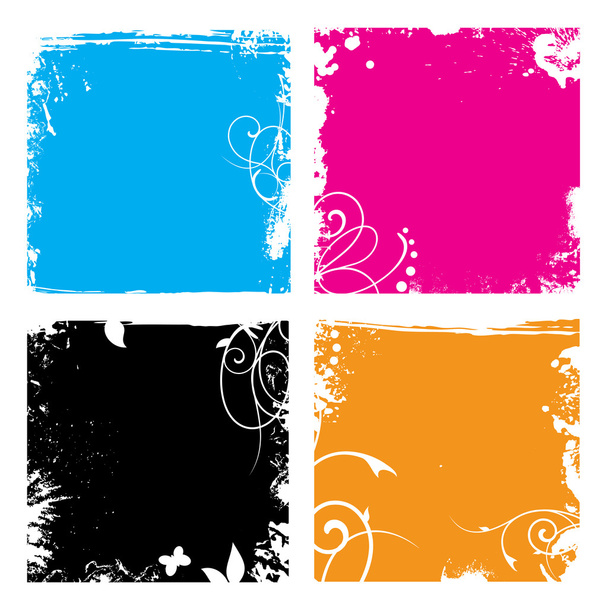 Grunge floral vector backgrounds set - Vektor, Bild