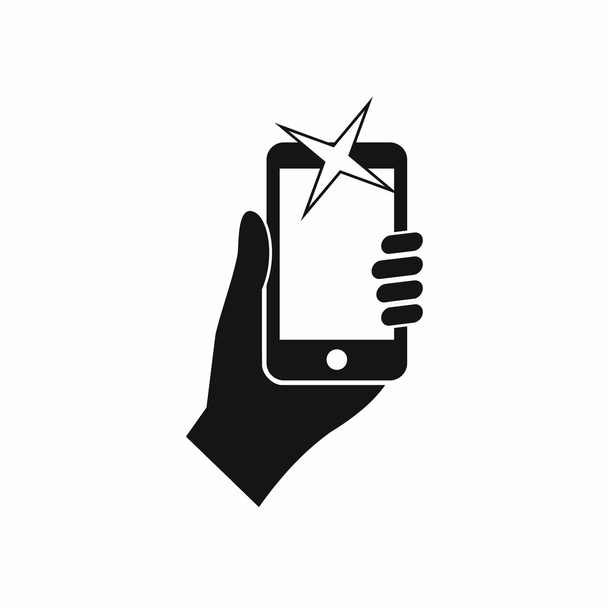 Hand photographed on mobile phone icon - Vector, Image