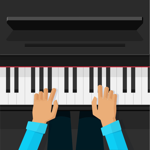 Pianist artist hands playing on piano keys vector - Vektör, Görsel