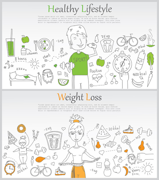 Templates of Healthy lifestyle and Weight loss - Vector, imagen
