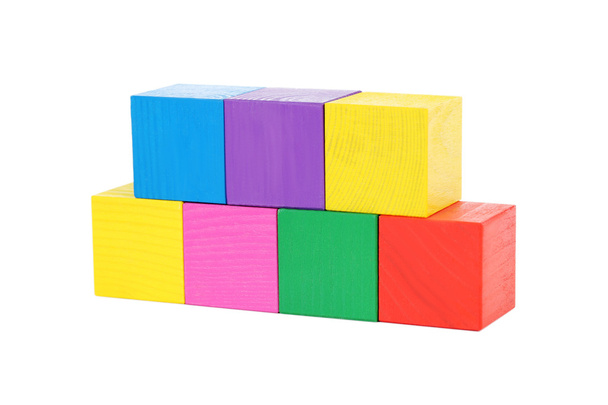 Colorful wooden toy cubes  - 写真・画像