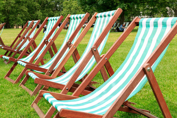Deck Chairs in Green Park - Photo, Image