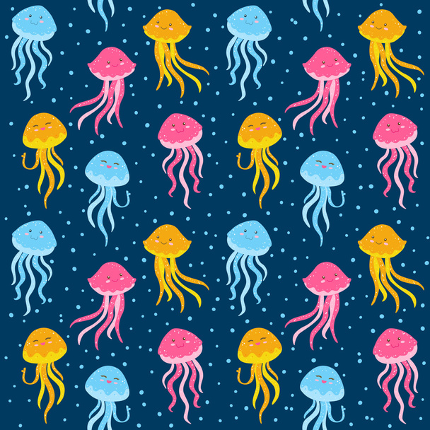 Cute colorful jellyfishes - Vector, Imagen