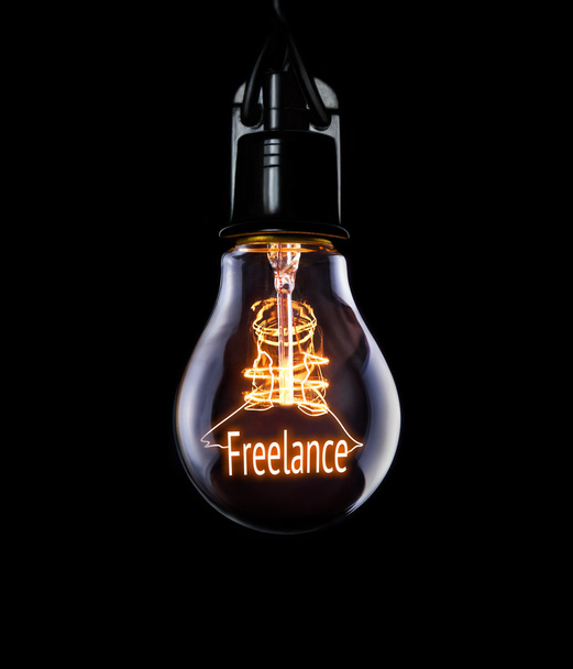 Lightbulb Freelance concept - Fotoğraf, Görsel