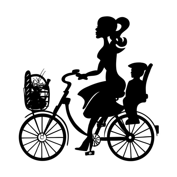Леді з дитиною на велосипеді
 - Вектор, зображення
