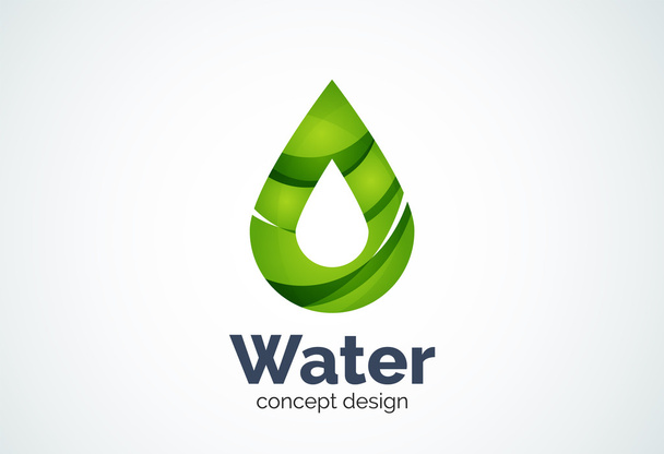 Abstraktní obchodní společnosti vody pokles loga šablona, ochranu životního prostředí přírody koncept - Vektor, obrázek