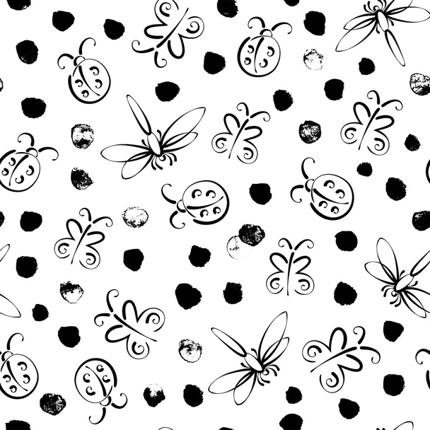 Abstract summer insects vector seamless pattern - Vektor, obrázek