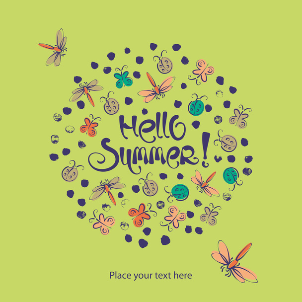 Abstract insects circle vector summer background - Vektor, Bild