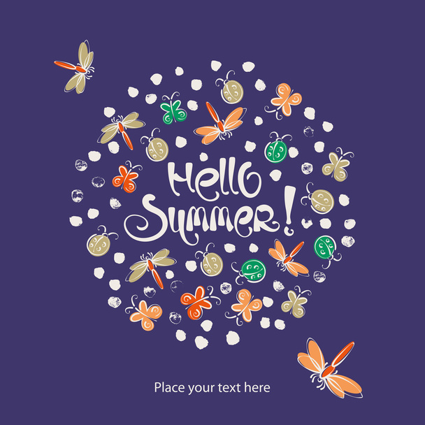 Abstract insects circle vector summer background - Vektor, kép