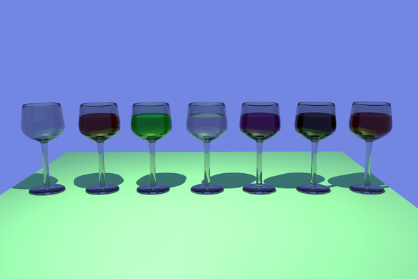 3D rendering of some wine glasses - Photo, Image