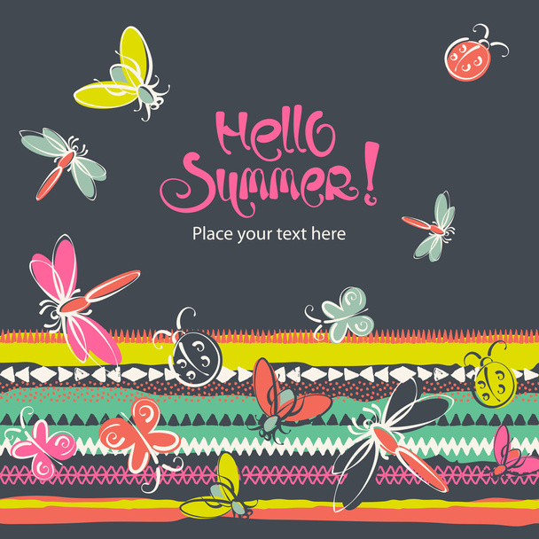 Abstract insects summer folk vector background - Вектор, зображення