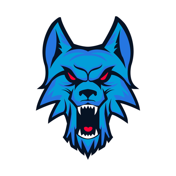 Template of logo with angry wolf head. Emblem for sport team. Ma - Vektör, Görsel