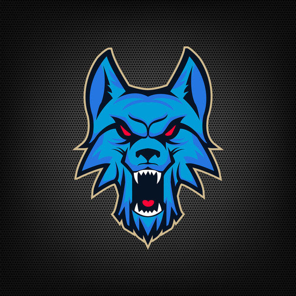 Template of logo with angry wolf head. Emblem for sport team. Ma - Vettoriali, immagini