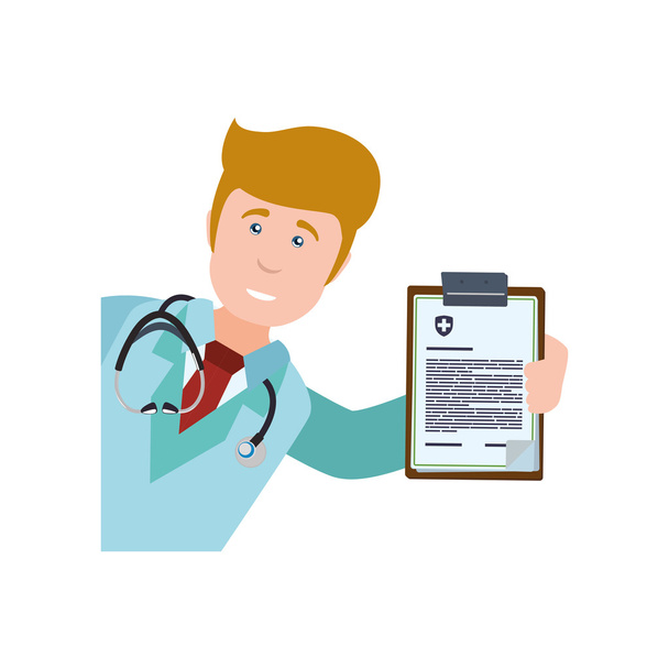 Doctor uniform stethoscope medical health care icon. Vector grap - Vector, Image