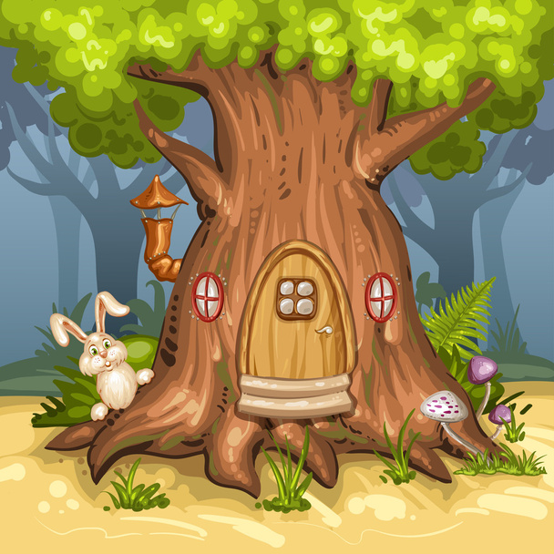 Tree house in the forest - Вектор, зображення