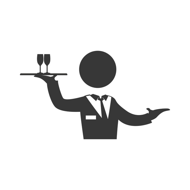 Camarero taza pictograma masculino traje persona icono. Gráfico de Vectorg
 - Vector, Imagen