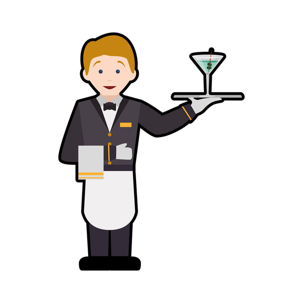 Waiter cup male avatar suit person icon.  Vectorg graphic - Vector, Image
