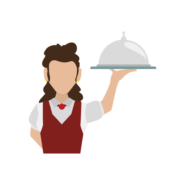 Kelner kobiece avatar garnitur ikoną osoby. Grafika wektorowa - Wektor, obraz