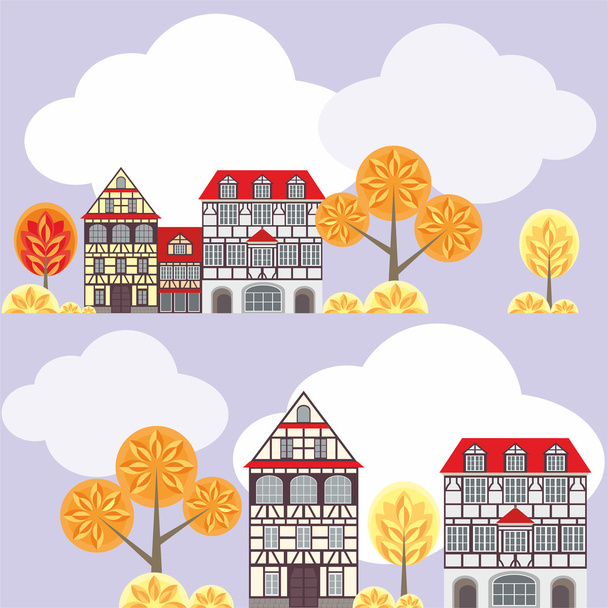 autumn city pattern - Vettoriali, immagini