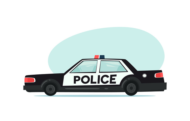 Rajzfilm rendőrségi autó ikon. Izolált objektumokat lapos rajzfilm stílusú fehér alapon. Vektoros illusztráció. - Vektor, kép