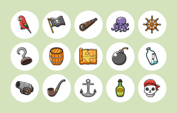 Pirate icons set,eps10 - Vector, Image