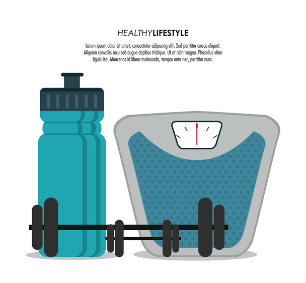scale weight and bottle icon. Healthy lifestyle design. Vector g - Vector, Image