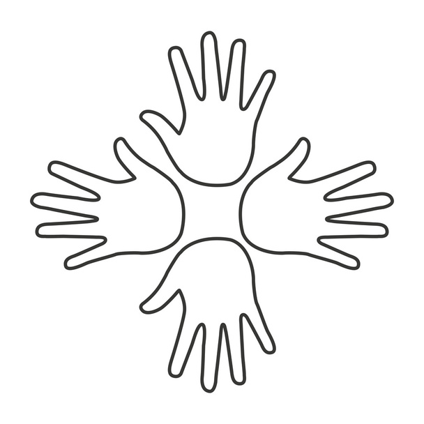 mani umane intorno squadra icona
 - Vettoriali, immagini