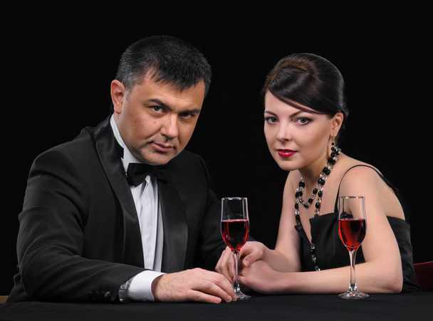 Couple with wine - Фото, зображення