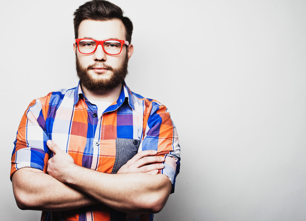 Young bearded hipster man - 写真・画像