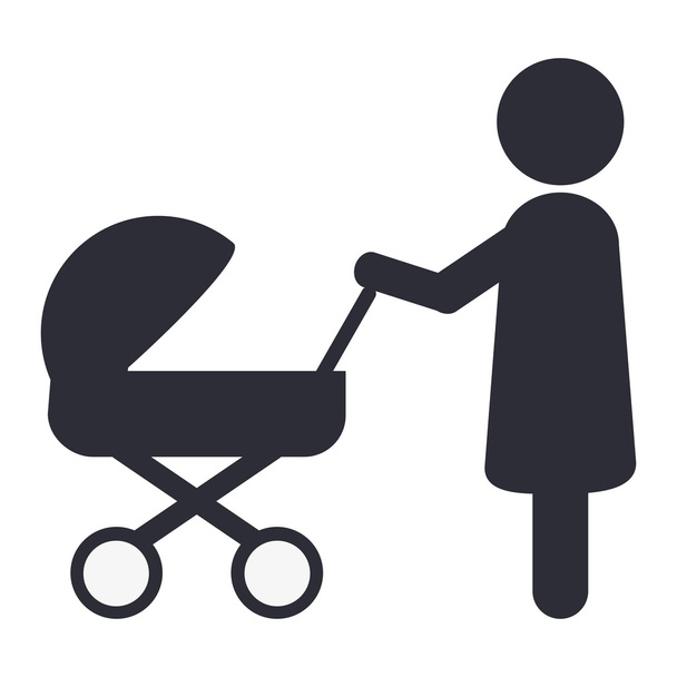 femme avec icône de poussette bébé
 - Vecteur, image